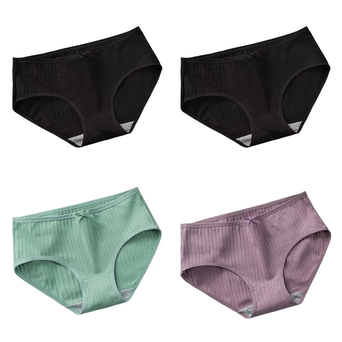 4Pcs/Set Women Cotton Panties Low Waist Briefs Breathable Comfort Underwear Sexy Lingerie Solid Color Underpants Intimates M-XL