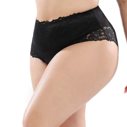 Beauwear Plus Size Women Panties Floral Lace Smooth Polyester Sexy Lace High-Rise Briefs Underwear 3XL-5XL