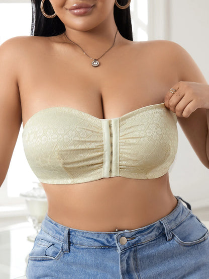 Sexy Wear Lace Plus Size Front Closure Strapless Bra Women&