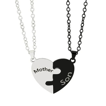 Father Mom Son Daughter Family Necklace Love Heart Puzzle Pendant Necklace Stainless Steel Jewelry for Women Mother&
