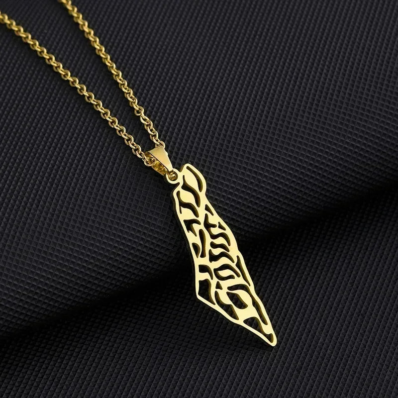 Palestine Map Necklace - Stainless Steel Pendant - Hypoallergenic &amp; Dainty