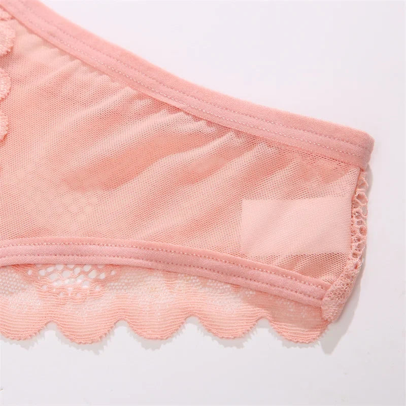 3-Piece Lace Thong Set for Women — Sexy Low-Rise G-String Panties