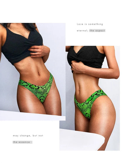 Ice Silk Seamless Snake Leopard Women Panties Sexy G String Thong Underwear T Back Girls Briefs Fitness Lingerie Plus Size M-XXL