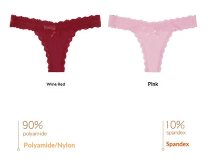 1pcs Low Waist Sexy Lace Elegant Lady Thongs Underwear Solid Breathable Sexy Lingerie Floral Female Panties Bow Women&