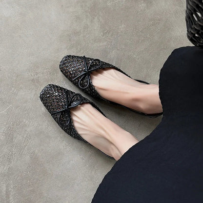Woven Bow Back Strap Design Sandals Women&