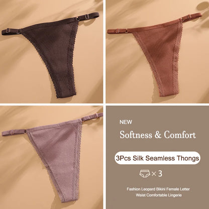 3-Piece Cotton G-String Thong Set for Women