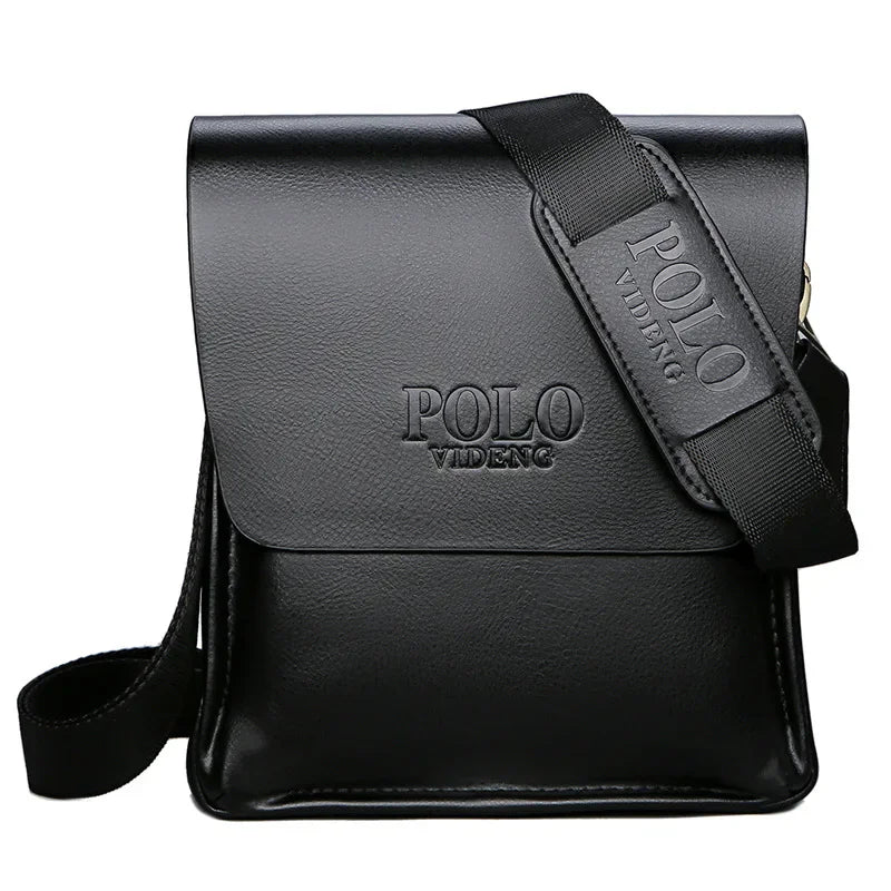 Leisure Business PU Leather Single Shoulder Bag For Men Polo Vertical Satchel - Five Pocket Layout