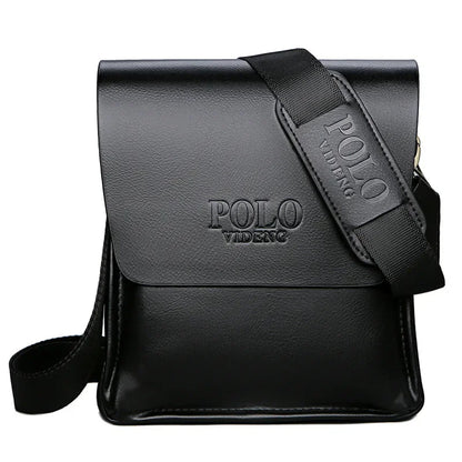 Leisure Business PU Leather Single Shoulder Bag For Men Polo Vertical Satchel - Five Pocket Layout