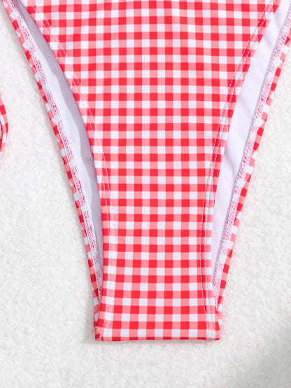 Sexy Micro Bikini 2024 Woman Swimsuit Red Gingham Swimwear Women String Thong Bikinis Set Female Bathing Suit Beach Wear Biquini
