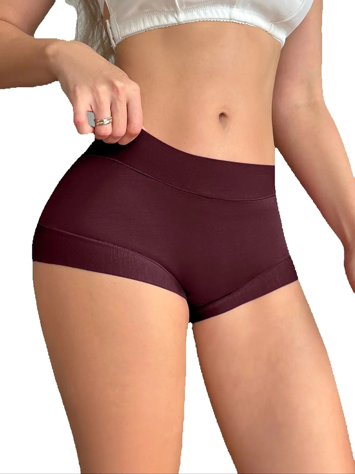 7PCS Solid Basic Women Panties High Stretch Seamless Underwear Comfortable Ladies Boyshort Panties