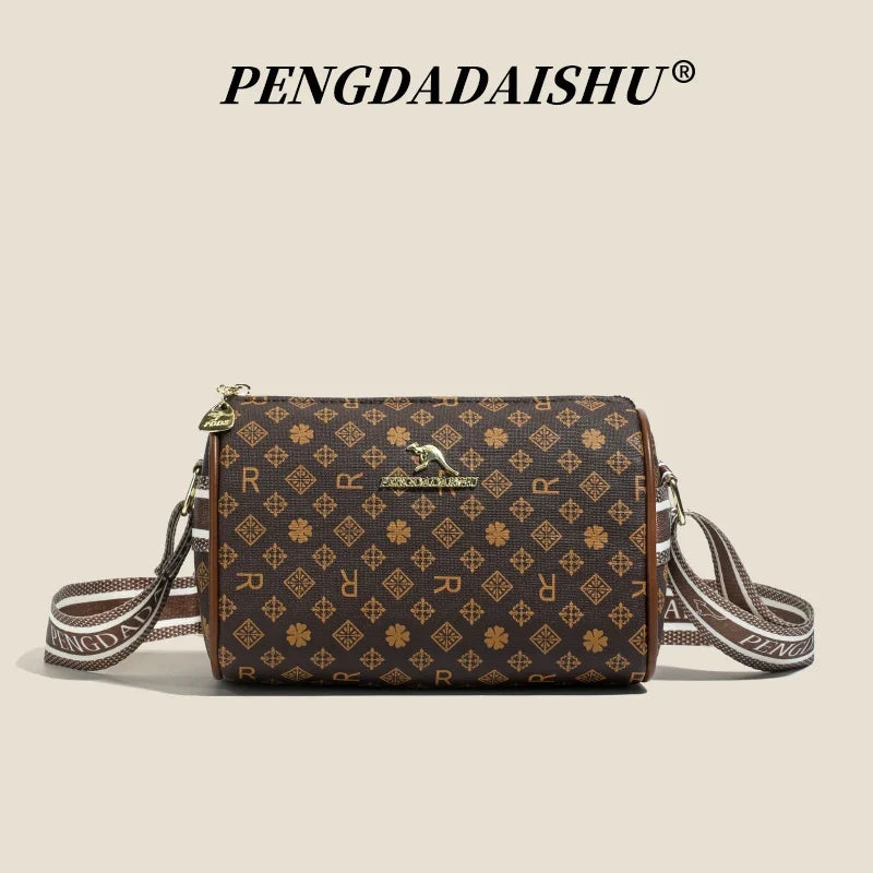 Alphabet Print Shoulder Bag For Women Rectangular Polyester Crossbody With Interior Slot Pocket