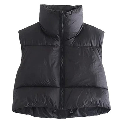 Women Winter Warm Crop Waistcoat Sleeveless Stand Collar Double Sided Lightweight Puffer Vest 2022 Streetwear