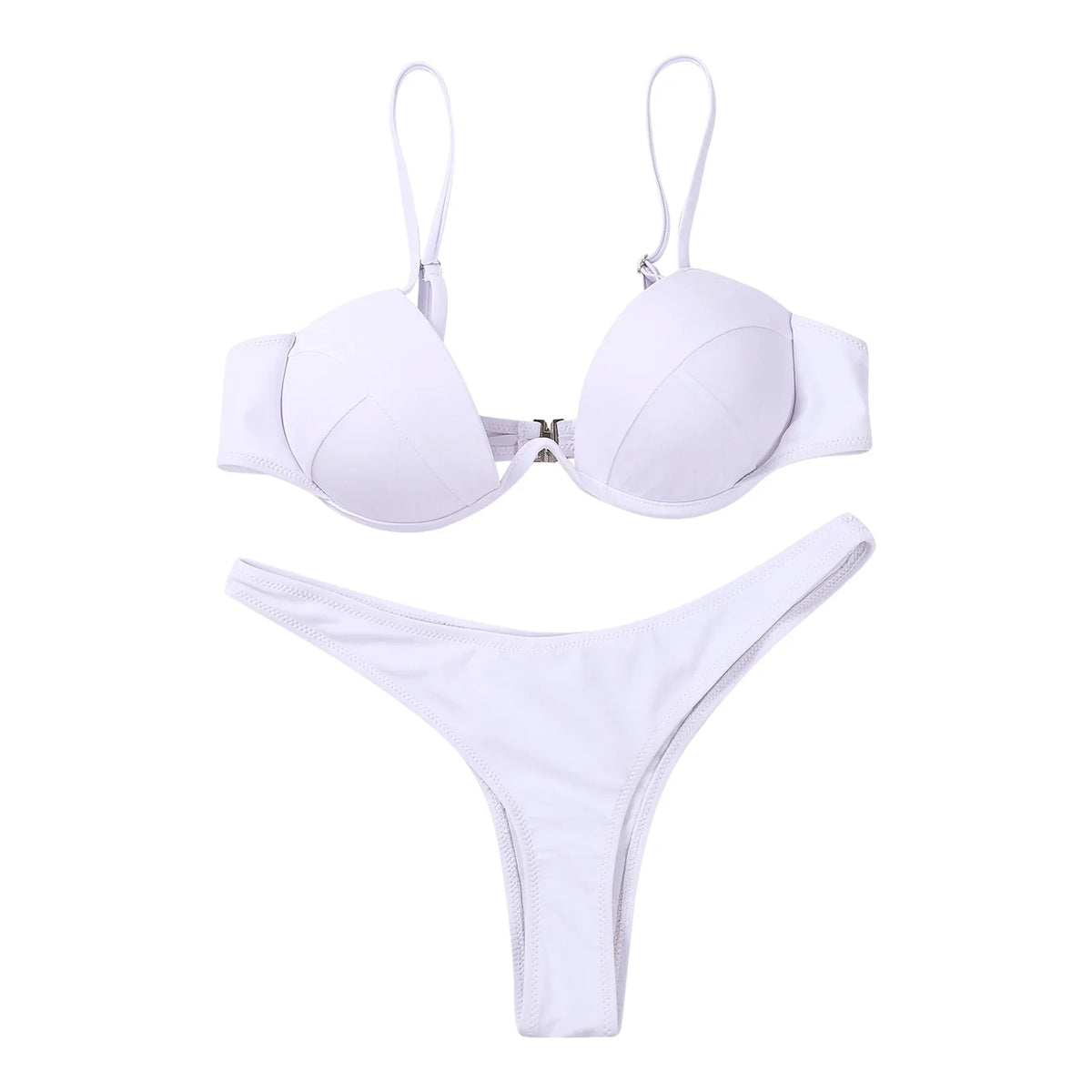 Women Push Up Two Piece Bikini Swimsuits Solid Color Bra Padded Swimwear Bathing Suit