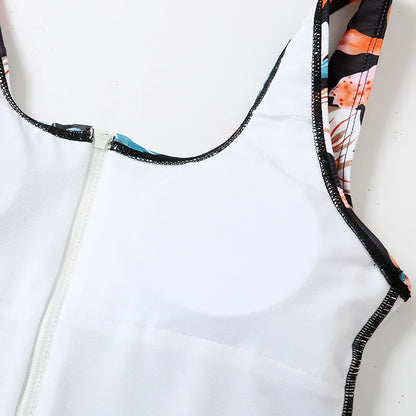 2026 Printed Zipper Swimsuit One Piece Sexy Swimwear Women Floral Bathers Bathing Swimming Swim Suit Female Beachwear