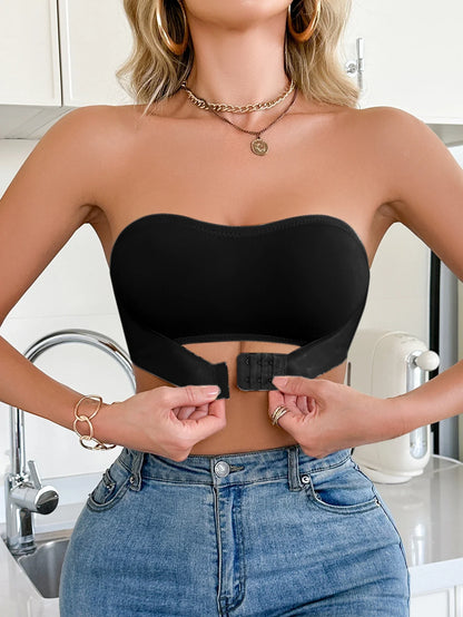 Summer Solid Color Strapless Wireless Women&