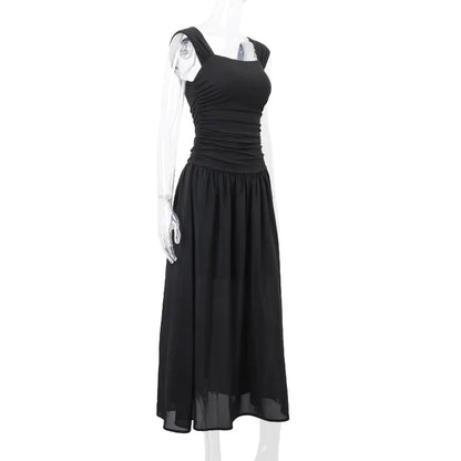 Ruched Bodycon Maxi Dress | Square Neck Slip Dress -femstylo