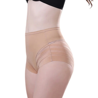 3Pcs/Set Shapewear Women Mid-Rise Shaping Briefs with Mesh Striped Back Plus Size Slimming Underwear Comfort Wear Panties M-3XL