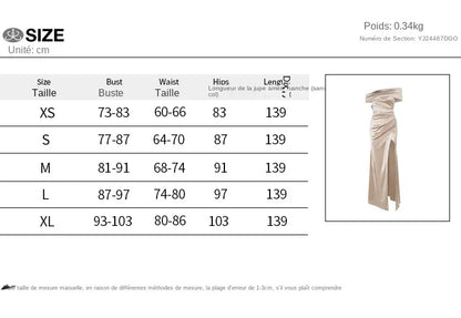 Elegant Satin Solid Color Off-Shoulder Women&