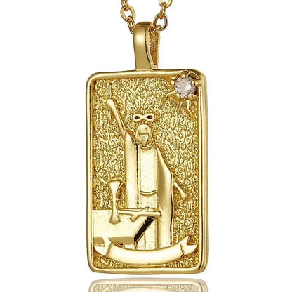 YILUOCD Original Zirconia Tarot Card Necklace Classic Tarot Queen Lover Magician Moon Wealth Amulet Stainless Steel Jewelry