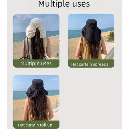 New summer ponytail hat with large brim sun visor women&
