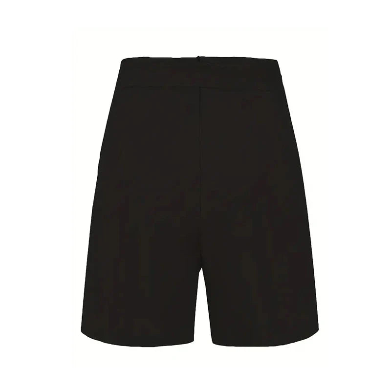 Y2K Solid Button Front Shorts Tie Waist Beach Summer High Waist Shorts Women&