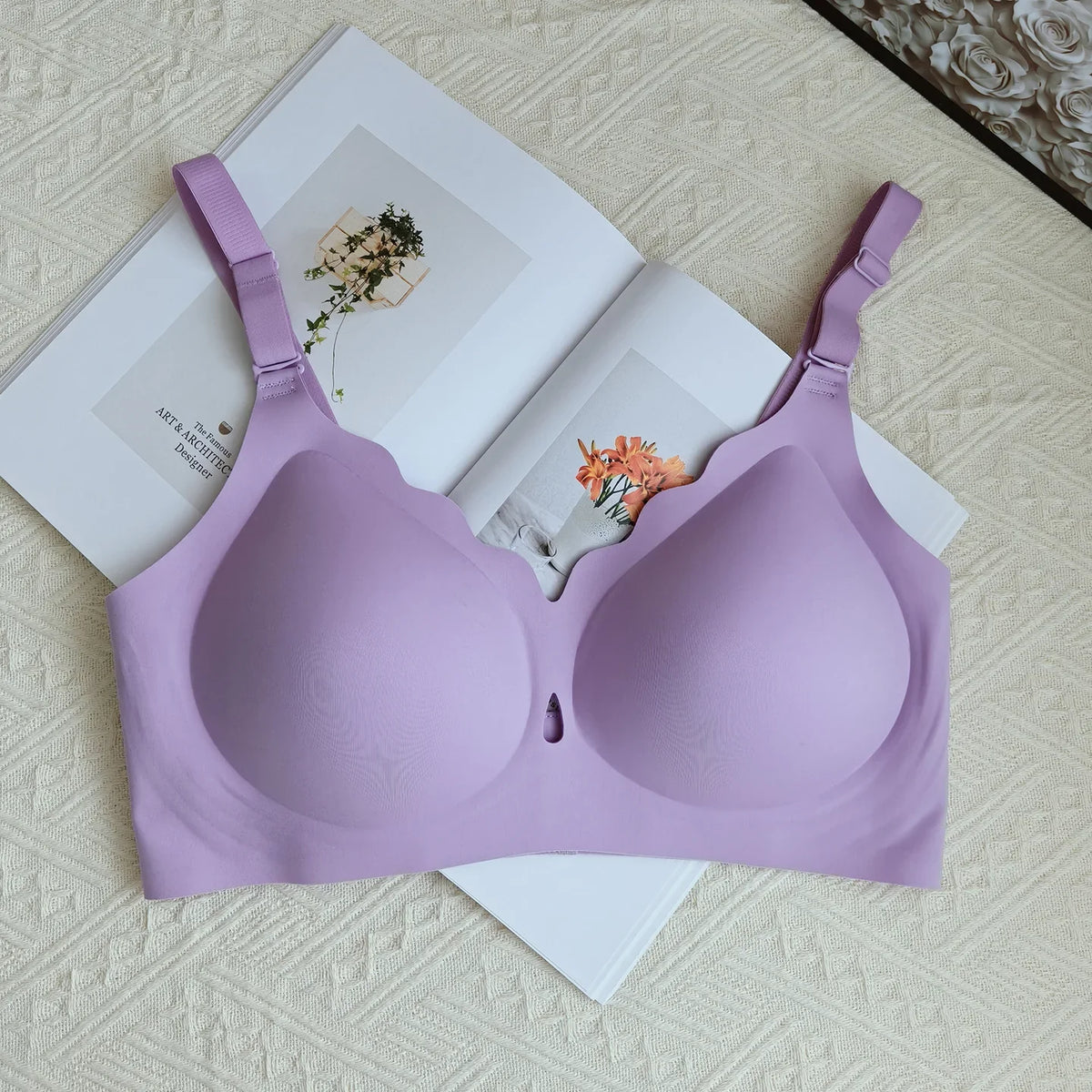 Wireless Comfortable Bra Large Cup Seamless Anti-Sagging Back Smoothing Underwear Soft Women&