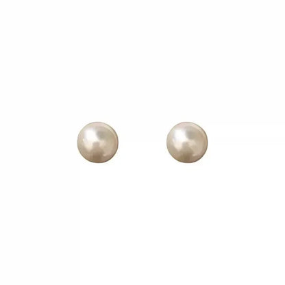 Korean Elegant White Glossy Pearl Stud Earrings For Women Exquisite Simple Imitation Pearl Round Earring Wedding Party Jewelry