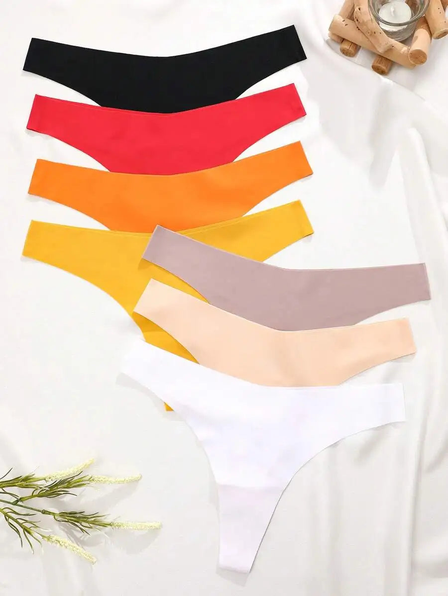 7-Piece Seamless Ice Silk Panties Set for Women