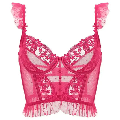 Fashion Comfortable Lace Lingerie with Steel Ring Wrapped Chest Top Bra and Panty Set Sexy Intimates Supply Underwire Female