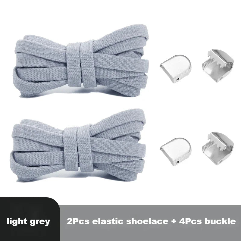 1 Pair Flat Elastic No-Tie Shoe Laces for Sneakers Tennis Shoes Quick Clip-On Shoelaces Accessories for Kids &amp; Adults