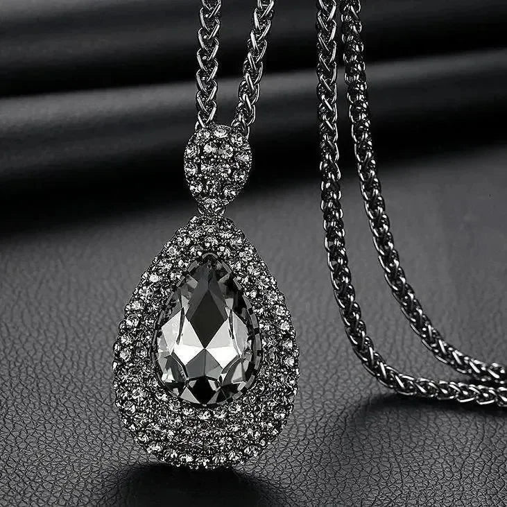 New Arrival Long Necklaces for Women 2024 Fashion Gray Crystal Choker Collier Femme Statement Necklaces &amp; Pendants Accessories
