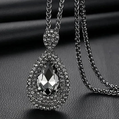 New Arrival Long Necklaces for Women 2024 Fashion Gray Crystal Choker Collier Femme Statement Necklaces &amp; Pendants Accessories
