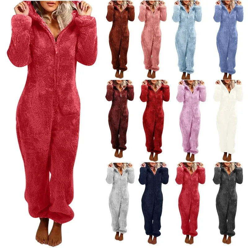 Mode Sourire Vêtements De Nuit Ensemble Plus La Taille Capuche Ensembles Pyjamas pour Femmes Adultes pour Hiver plus size onesie