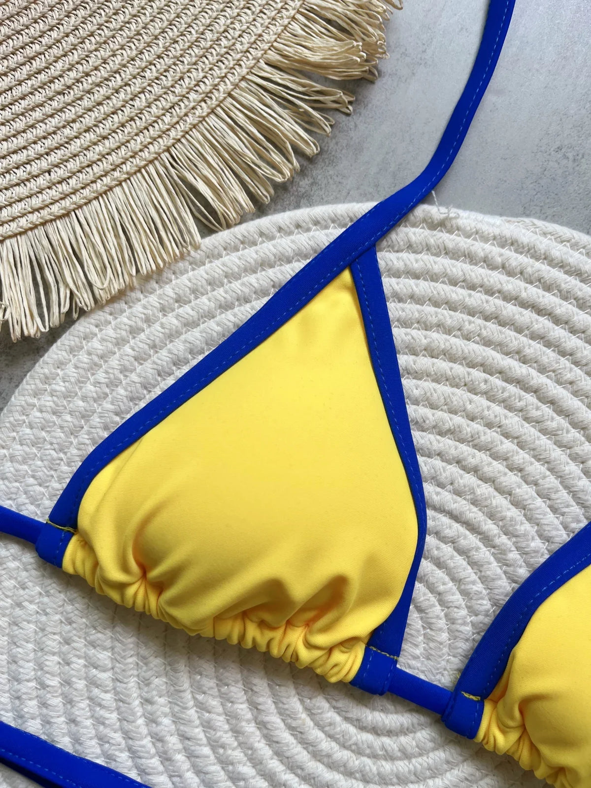 Solid color sexy embroidered Brazilian flag bikini set, women&