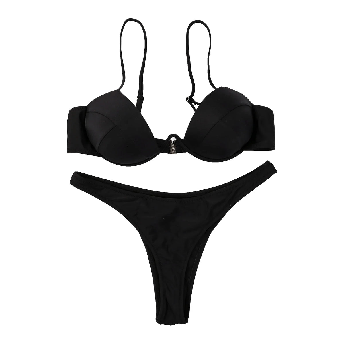 Women Push Up Two Piece Bikini Swimsuits Solid Color Bra Padded Swimwear Bathing Suit
