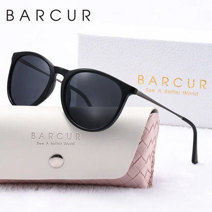 BARCUR Sunglasses Women’s Leopard Print Two-Tone Cat Eye Fashion Glasses – Trendy Polarized UV400 Gradient TAC Lenses for Summer Travel &amp; Outdoor Activities