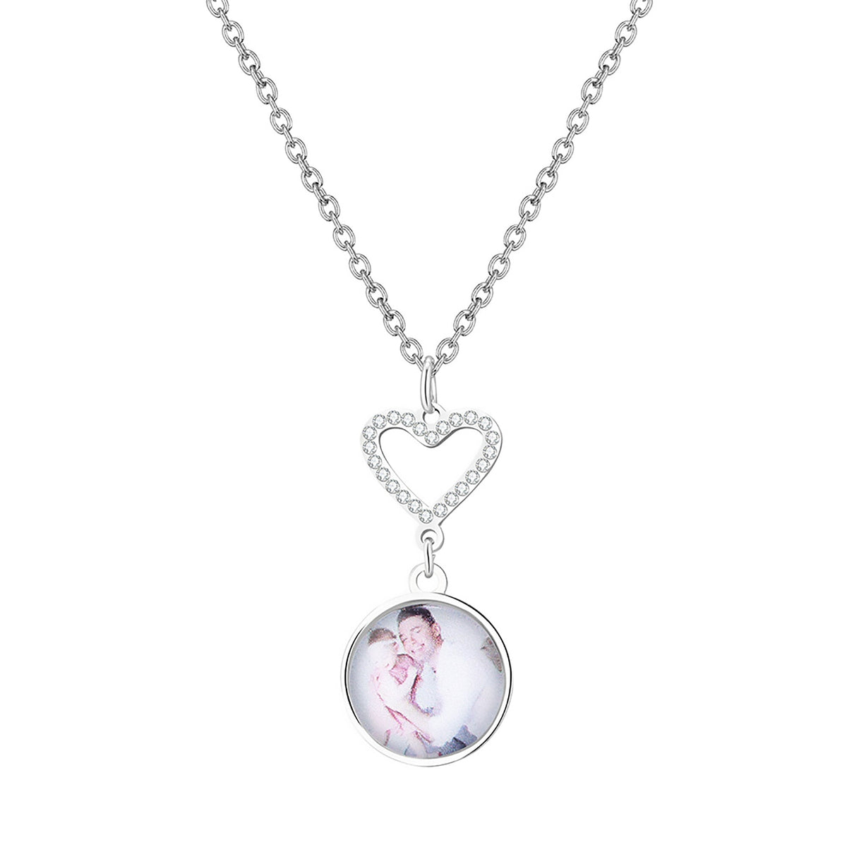 Customizable Photo Romantic Simple Small Heart-shaped Necklaces Exquisite  Silver Color Clavicle Chain Women&