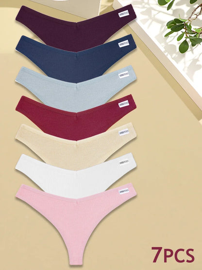 7-Piece Cotton G-String Panty Set for Women – Soft, Breathable Everyday Underwear