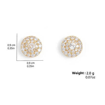 TrendMen Hiphop Rock Round Copper Zirconia Stud Earrings For Men Boy Silver Color Metal Crystal Earring Party Ear Jewelry Gifts
