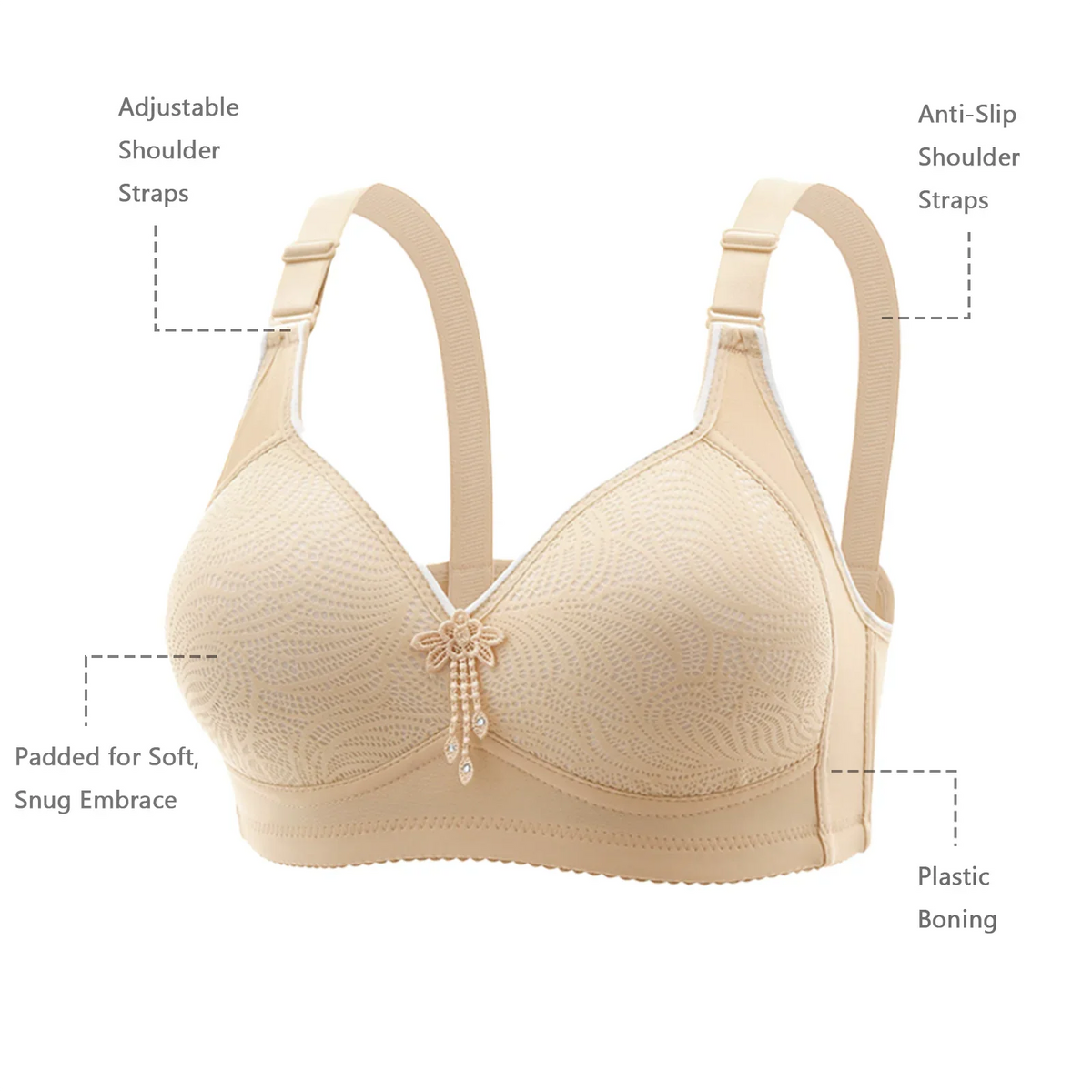 6 Seamless Comfortable Wireless Push-Up Bra Tassel Decor Women&