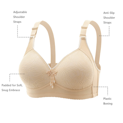6 Seamless Comfortable Wireless Push-Up Bra Tassel Decor Women&