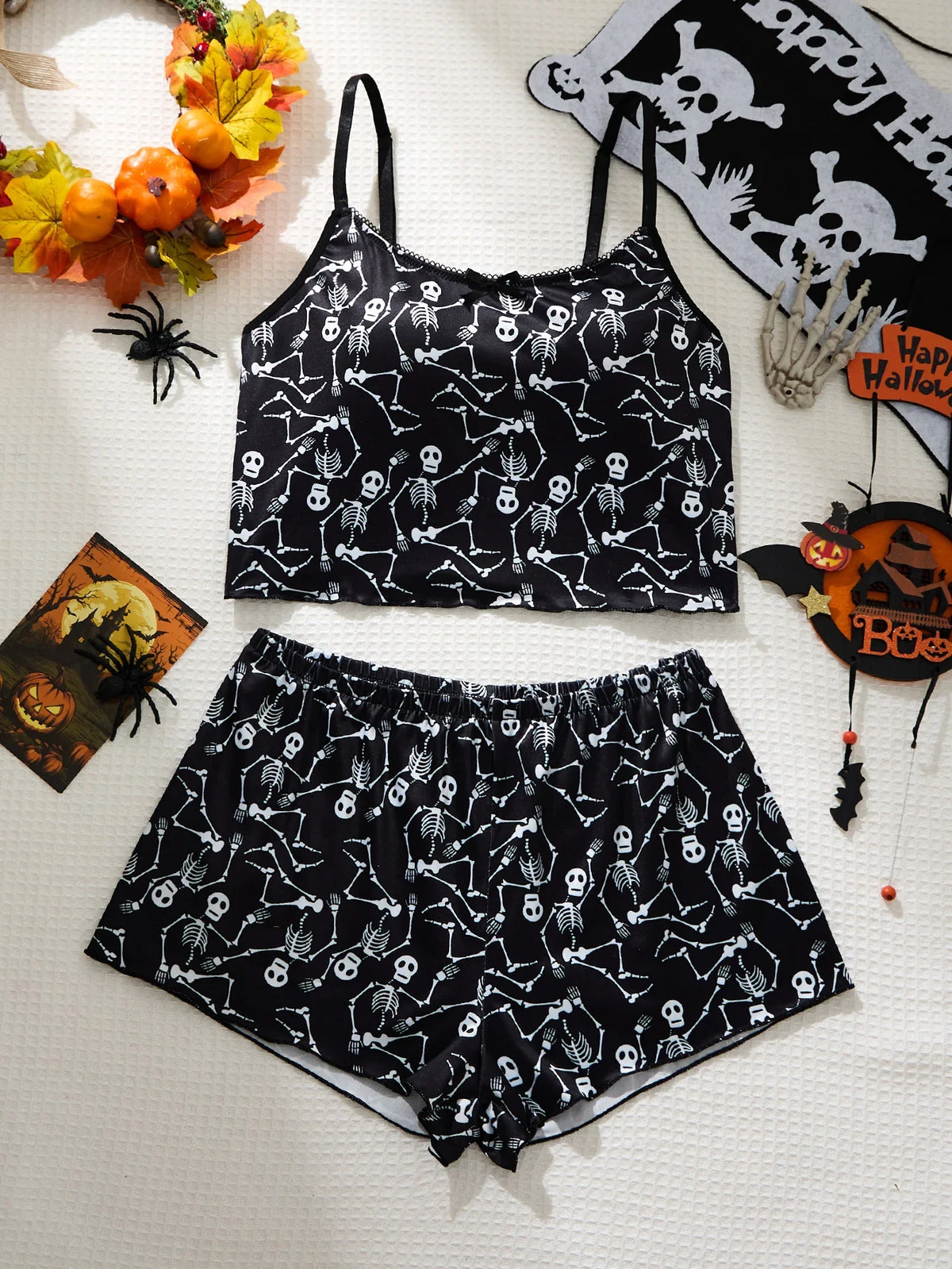 Ladies Sleepwear Set Strap Top And Short Pants Home Clothes Comfortable Soft Material Women&