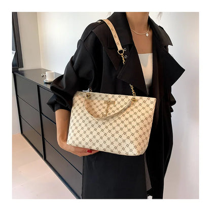 None Presbyopia Handbag Soft Leather Large Capacity Tote For Women With Hanging Accessories Shoulder Bag