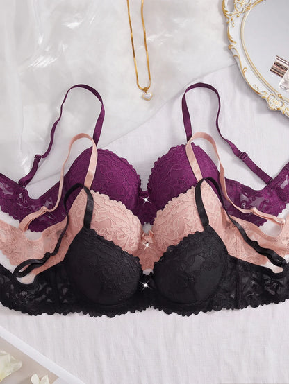 3Pcs Floral Lace Women&
