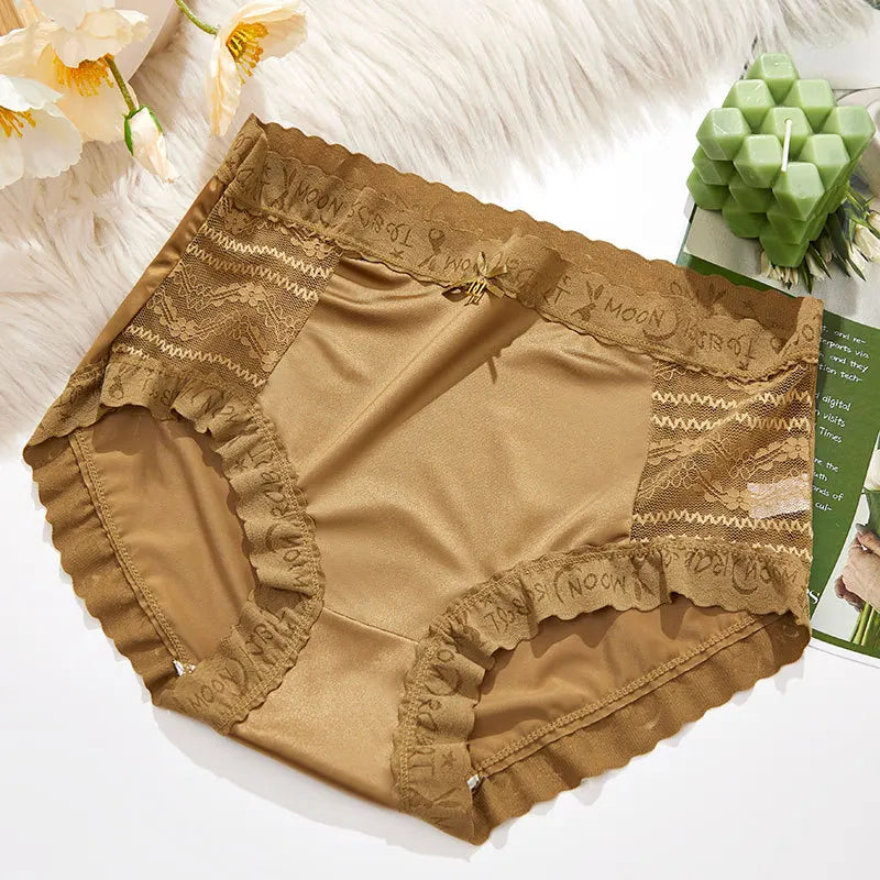 1 Pcs Seamless Panties for Women Sexy Lace Flower Hollow Underwear High Waist Plus Size 3XL Solid Silk Breathable Briefs Female
