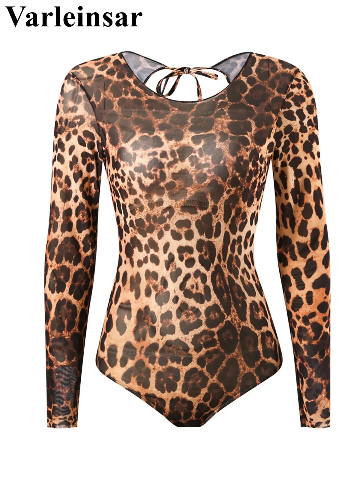 S - XXL New Sexy With Shorts Leopard Long Sleeve One Piece Swimsuit Women Swimwear Female Padded Bather Bathing Suit Swim V7348