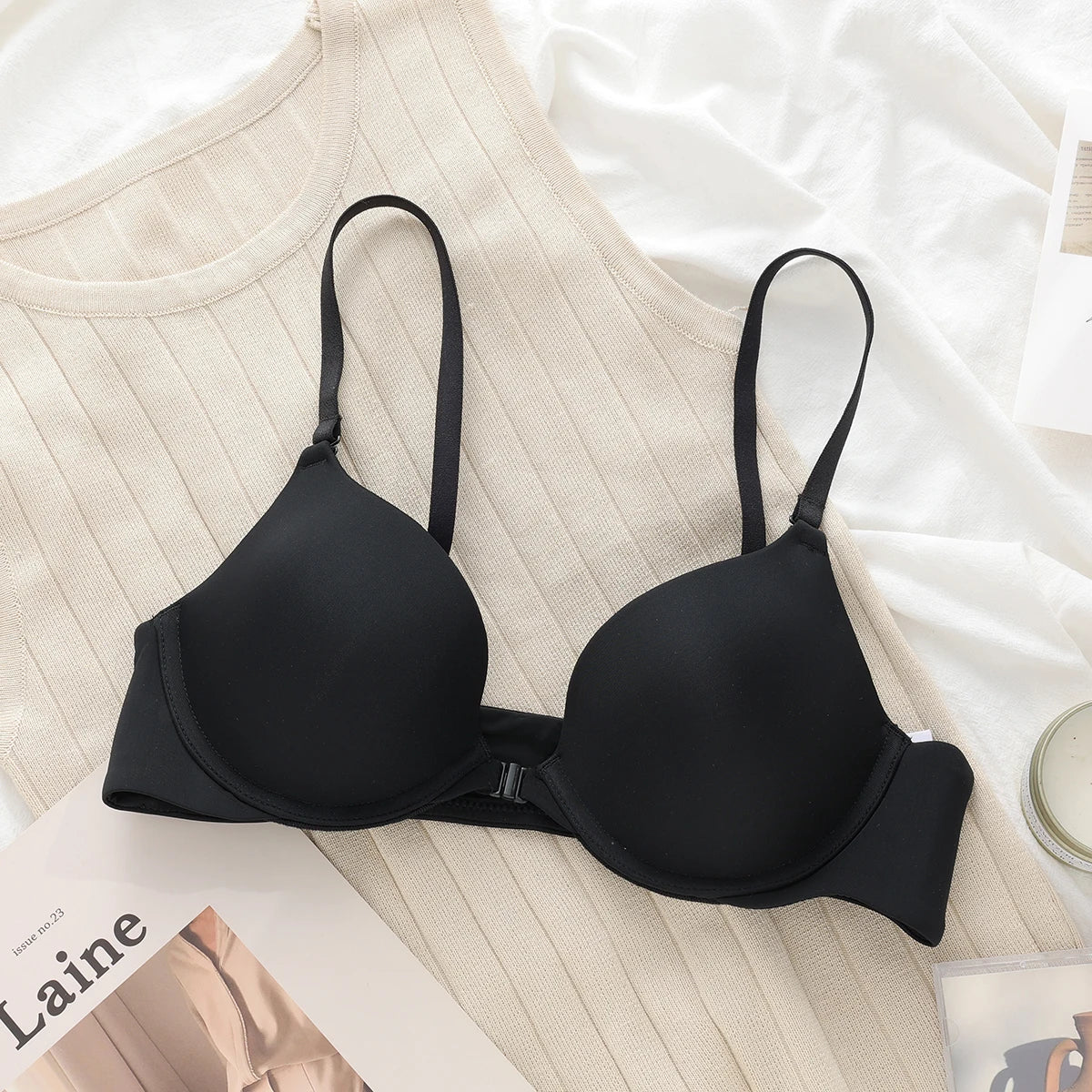 Sexy Front Buckle Push Up Bra For Women Underwear Adjustable Underwie Deep V Seamless Brassiere Cotton Comfortable Lingerie