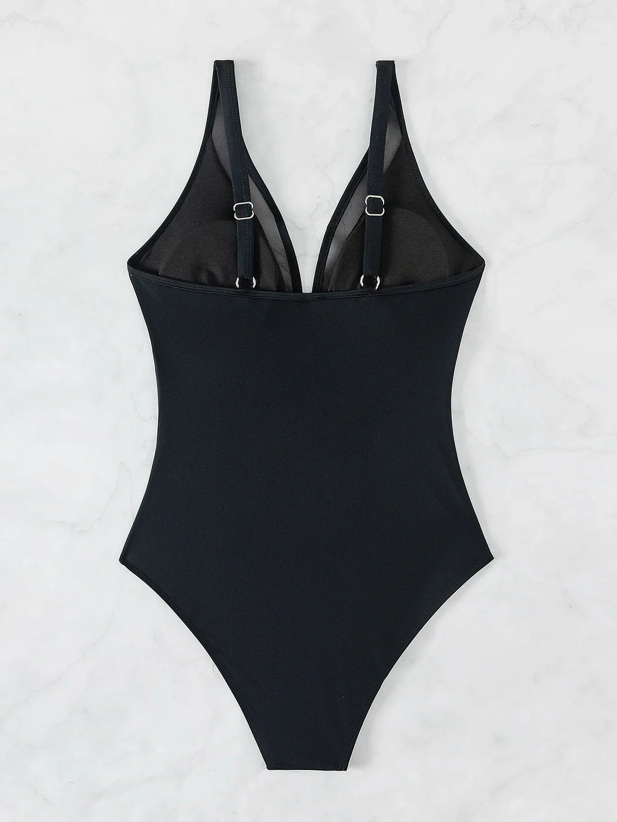 Sexy Black One Piece Swimsuit 2026 Women Mesh Patchwork Transparent Tummy Control Swimwear Bathing Suit See Through Monokini