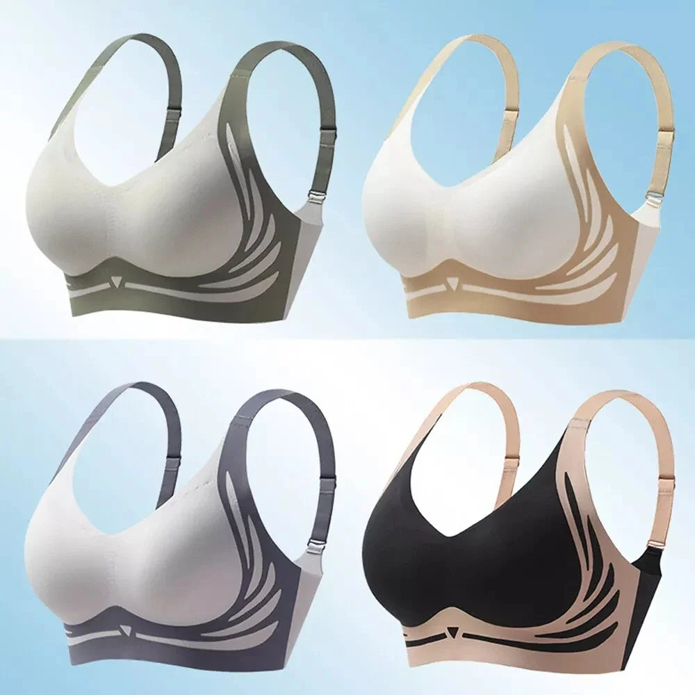 Seamless Ladies Underwear V-neck No Steel Ring Small Chest Gathered Adjustable Comfortable Thin Top Bra Breathable Gathered