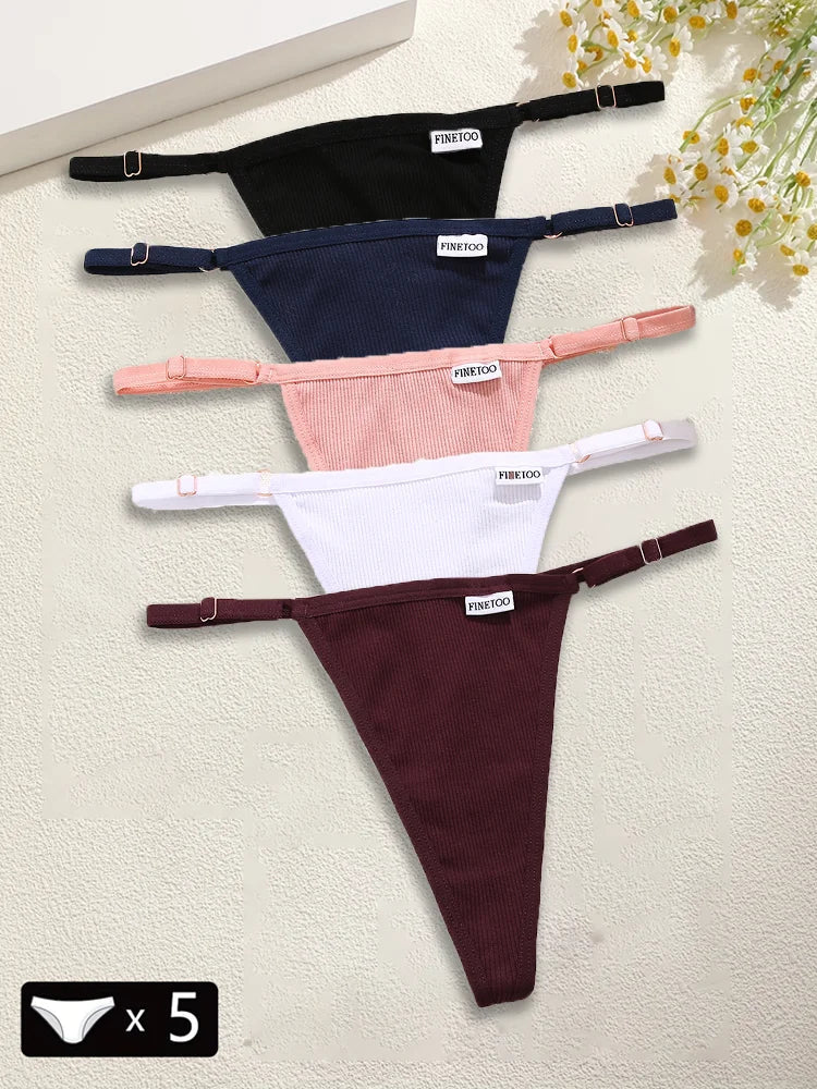 Premium Cotton Thong Panties for Women – 5-Piece Set
